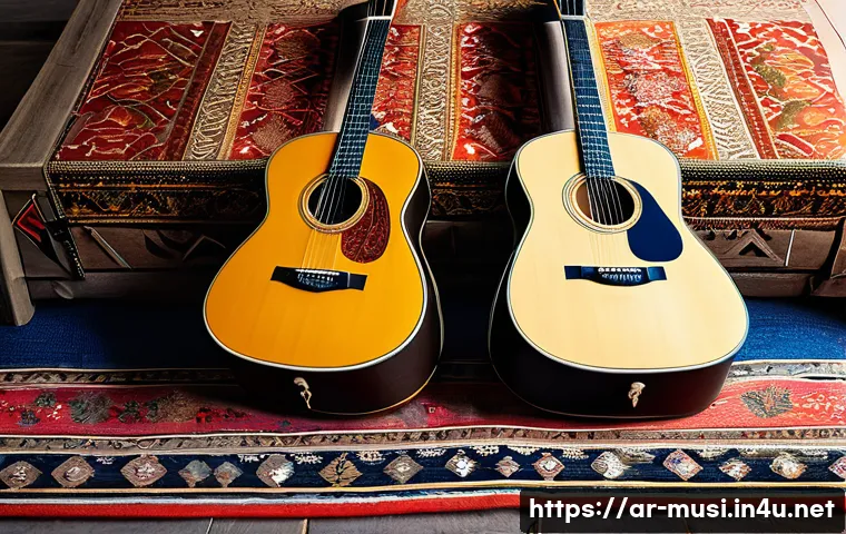 기타 하드케이스 vs 소프트케이스 - A detailed close-up image of two guitar cases side by side, one hard shell made of reinforced wood a...